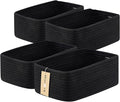 Small Storage Baskets for Organizing | Closet Organizer Bins | Shelf Toy Basket | Woven Rope Baskets | Cube Decorative Box | Shallow Basket | 13x8.5x5.1” | 4 Packs Black-Ruum Studio Home