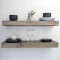 Modern Floating Shelves 3 Inches Thick for Wall, Wide Shelves for Kitchen, Living Room, Bedroom, and Bathroom, Natural Pine Wood, Rustic Wooden Shelf, (Set of 2) (Aged Barrel, 36Lx3Hx8D)-Ruum Studio Home