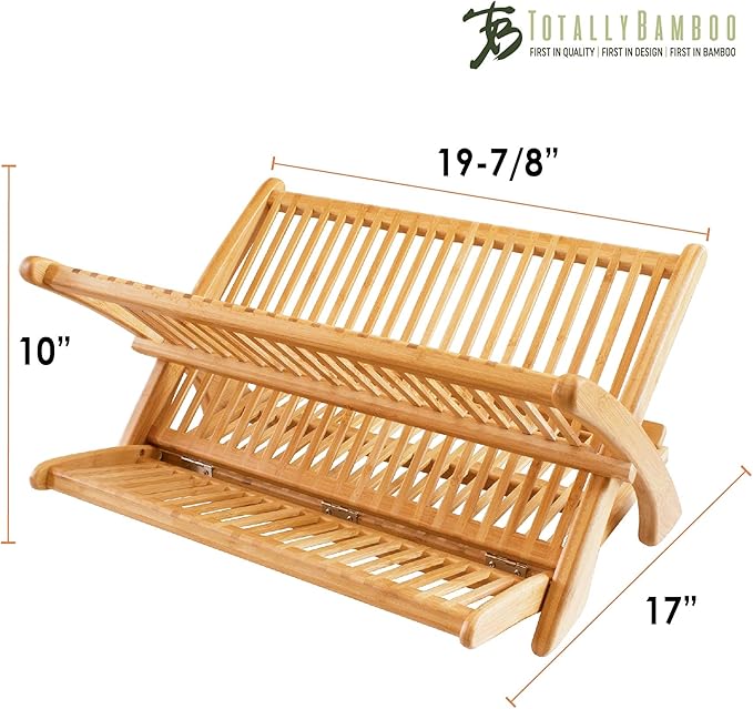 Totally Bamboo Eco Collapsible Dish Drying Rack, Natural Bamboo-Ruum Studio Home