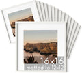 HAUS AND HUES Square Picture Frames - Set of 15, Wooden 16x16 Frames with Mat, White Oak Finish-Ruum Studio Home