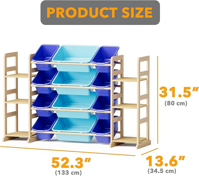 SpaceAid Toy Storage Organizer with 6 Shelves and 12 Bins, Toy Organizers Storage Bookshelf, Kids Bin Shelf Toys Box Bookcase for Bedroom Playroom Organization Room Decor, Blue and Navy Blue-Ruum Studio Home