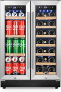 Tylza Upgraded Wine and Beverage Refrigerator 24 Inch, Dual Zone Wine Beverage Cooler with French Door, Under Counter Wine Beer Fridge Built-In or Freestanding, Holds 20 Bottles and 88 Cans, Low Noise-Ruum Studio Home