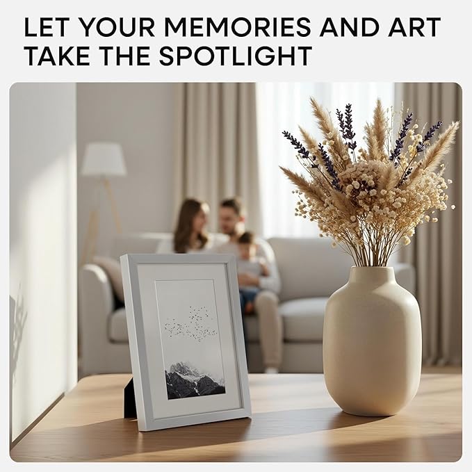 Homeforia 4x6 Picture Frame Silver, High End Metal 4 x 6 Silver Frames with Mat 3 x 5 Print, 4by6 Desk Frame Matted to 3x5 inch Photo, 4 by 6 Wall or Tabletop Frame, Tempered Glass, Wall Kit, Set of 1-Ruum Studio Home