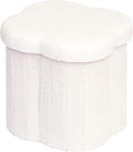 B FSOBEIIALEO Storage Ottoman Cube, Flowers Shaped Ottomans with Storage Foot Stool Footrest, Boucle Ottoman Seat for Dorm Room, Faux Teddy Fur, Cream White 15"x15"x15"-Ruum Studio Home