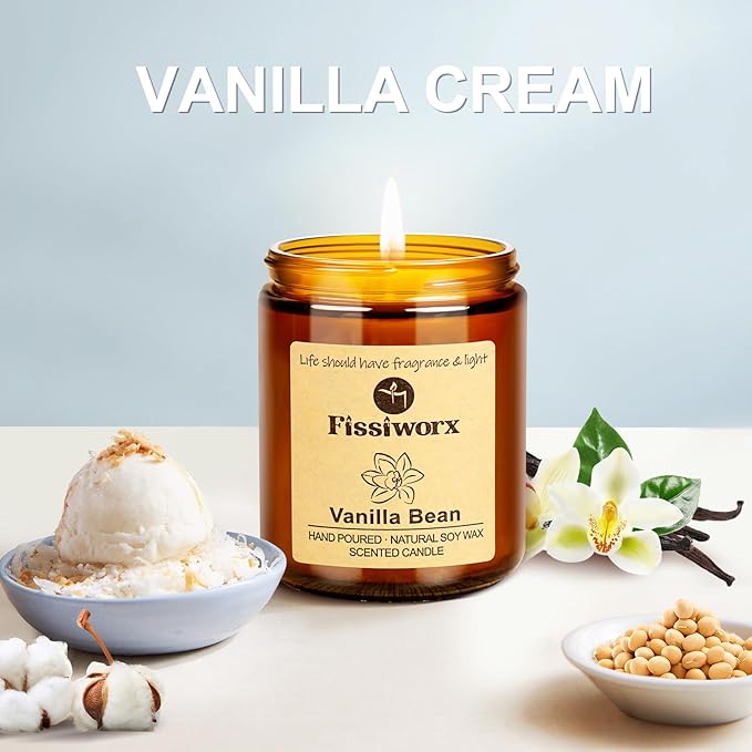 Vanilla Scented Candle Set 2 Pack, Candle for Home Scented, Odor Eliminating, Stress Relief, total15oz, 110 Hours Long Lasting Candles, Soy Candle Gift Set for Women-Ruum Studio Home