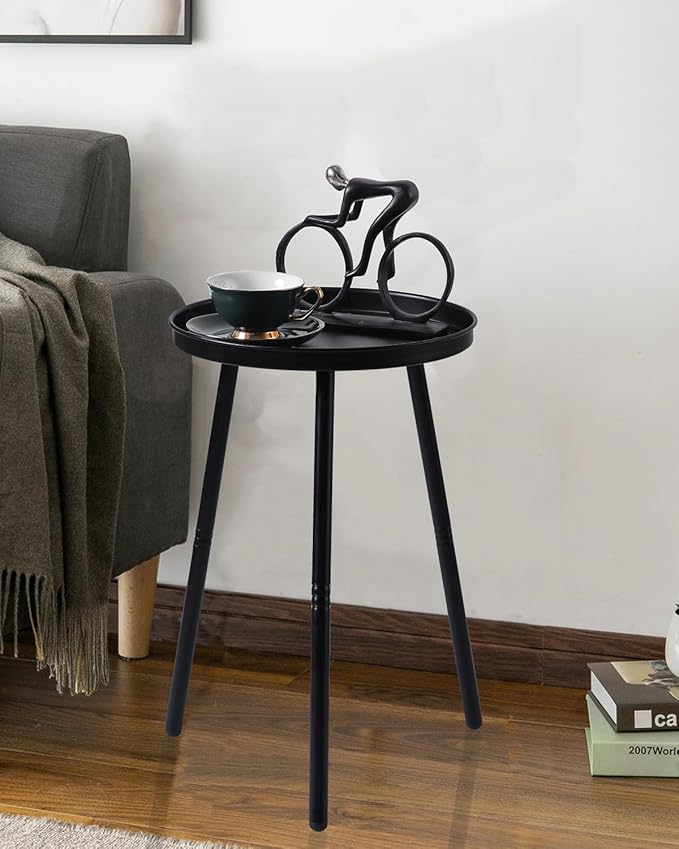 AOJEZOR Side Table: End Table for Any Room - Small Side Tables for Small Spaces All Matte Black with 3 Legged-Ruum Studio Home