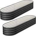 2 Pcs 4.5x2x1.5ft Oval Raised Garden Bed,Galvanized Raised Beds,Open-Ended Base Metal Raised Planter Beds,Garden Bed Outdoor,Planter Raised Boxes for Vegetables, Flowers,Tool-Free Asse,Gray-Ruum Studio Home