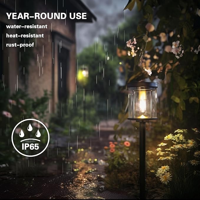 EcoGreen Outdoor Pathway Solar Light, 4pcs Pack,Garden Patio Balcony Walk Way Lights, Aluminum Leg, 5000K Daylight, Waterproof, 4.76 * 23.07in-Ruum Studio Home