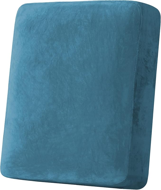 H.VERSAILTEX Velvet Stretch Couch Cushion Cover Plush Cushion Slipcover for Chair Cushion Furniture Protector Seat Cushion Sofa Cover (1 Piece Armchair Cushion Covers, Peacock Blue)-Ruum Studio Home