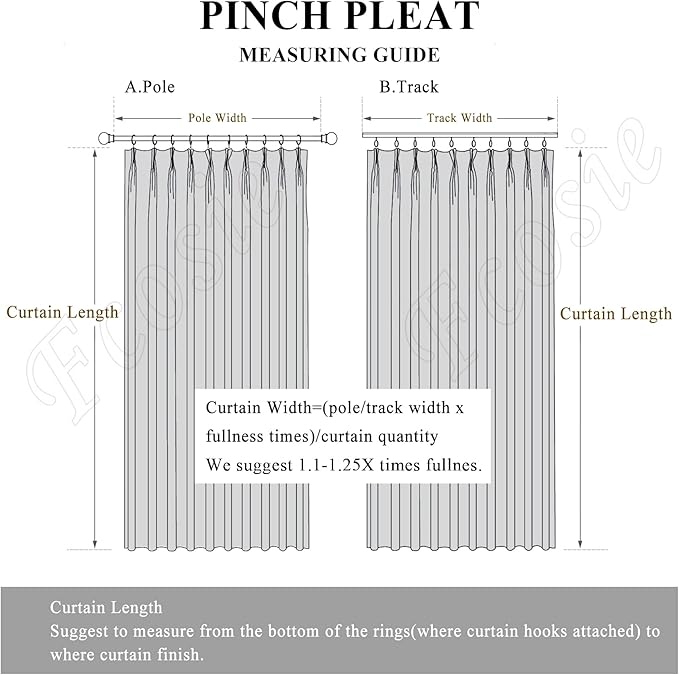 Fog Green Pinch Pleat 100% Blackout Drapes Linen Blend, Room Divider, Room Darkening, Energy Saving, Furniture Protecting, Light Blocking Extra Wide Privacy Curtains, 200Wx108L, 1 PC-Ruum Studio Home