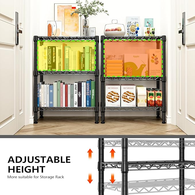 750 lbs 3 Tier Shelf Metal Storage Shelves Wire Rack Closet Organizers with PP Board for Garage Kitchen Bathroom Laundry Black 11.8" D x 21.7" W x 28.6" H-Ruum Studio Home