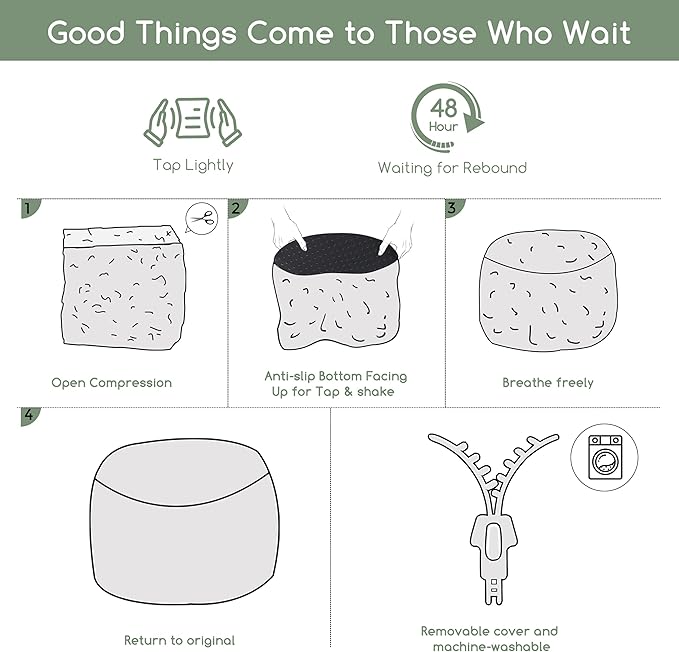 HIGOGOGO Round Stuffed Pouf Ottoman, Stripe Faux Fur Poufs with Foam Chunk Filling, Furry and Fluffy Pouf Foot Stool Storage Ottoman, 26 X 18 Floor Poufs Foot Rest for Living Room, Beige-Ruum Studio Home