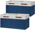 HNZIGE Fabric Storage Cubes Bins for Shelves,13x13 Storage Cubes, Set Of 4 Foldable Cubby Storage Bins for Organizing, Cloth Blue Storage Baskets for Cube Organizer Toy Nursery Shelves(Blue&White)-Ruum Studio Home