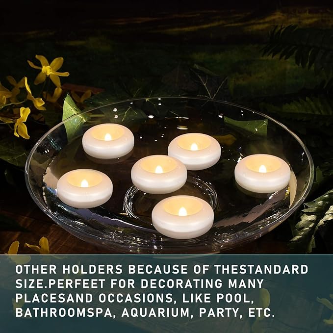 24 Pack 3”Floating Candles Water-Activated Flameless LED Candle, 120 Hour White Battery Operate Waterproof Tealights for Cylinder Vases, Centerpieces at Wedding, Party, Pool,Romantic.-Ruum Studio Home