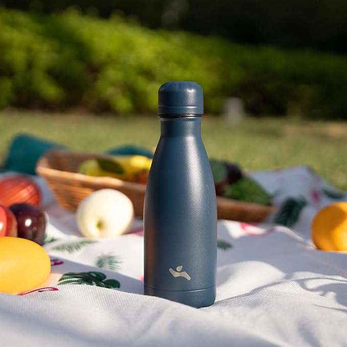 Insulated Water Bottles,12 oz Double Wall Stainless Steel Vacumm Metal Flask for Sports Travel, Navy Blue-Ruum Studio Home