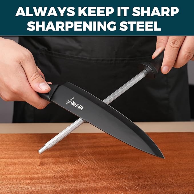 Zhang Xiao Quan Since 1628 15-Piece Kitchen Knife Block Set with Sharpening Steel Knive Set Ergonomic Handle Dishwasher Safe(Black)-Ruum Studio Home