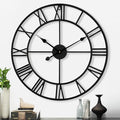 CLXEAST Silent 24 Inch Wall Clocks for Living Room Decor, Large Black Metal Roman Numeral Wall Clocks for Modern Farmhouse Home Decor,House Warming Gifts New Home-Ruum Studio Home