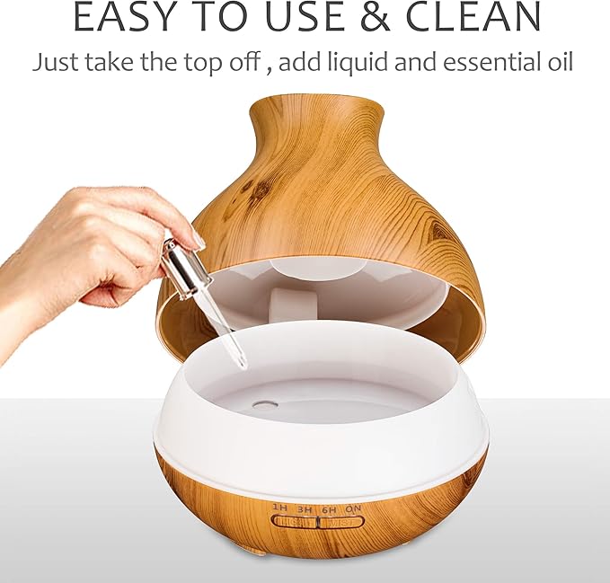 BZseed Aromatherapy Essential Oil Diffuser 550ml 12 Hours Wood Grain Aroma Diffuser with Timer Cool Mist Humidifier for Large Room, Home, Baby Bedroom, Waterless Auto Shut-off,7 Colors Lights Changing-Ruum Studio Home