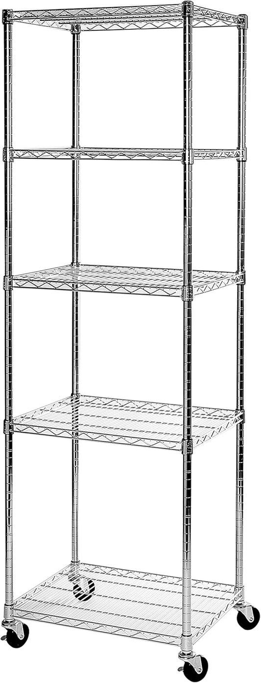 Seville Classics UltraDurable Heavy Duty NSF Solid Steel Wire Rack Storage Unit Organizer for Garage, Warehouse, Office, Restaurant, Classroom, Kitchen, 5-Tier Shelving, 24" W x 18" D-Ruum Studio Home