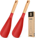 Cooking Spoon for Nonstick Cookwares, Great for Cooking and Serving Sturdy BPA-Free Matte Silicone, Wood Handle Spoon for Mixing, Scoop, and Scrape (2 Pack of Red, 11.4 inch)-Ruum Studio Home