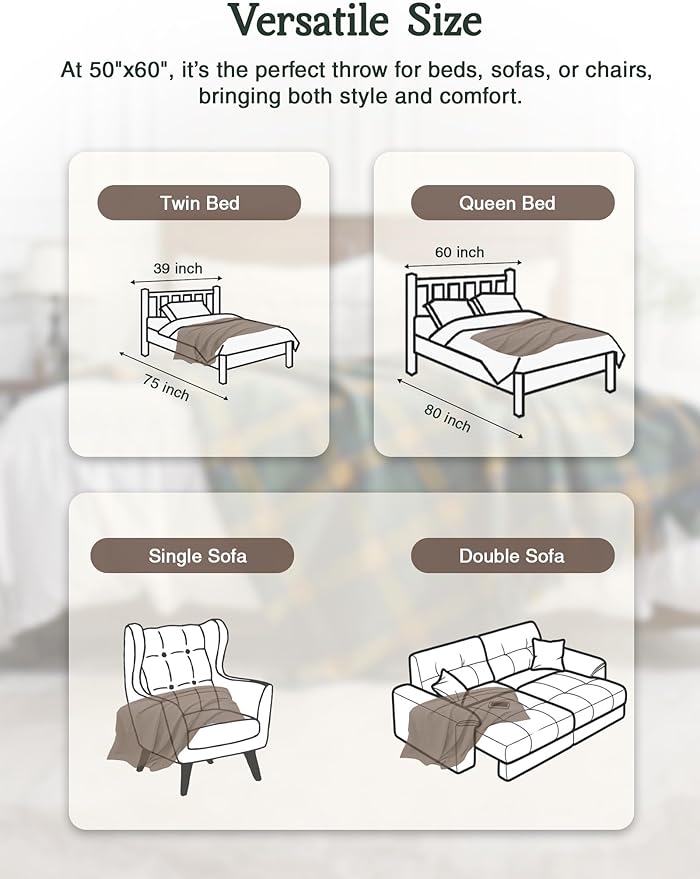 ZonLi Brown Throw Blanket, 50" x 60" Fall Decorative Classic Blankets with Tassel for Couch, Bed, Sofa, Chair, Outdoor, Cozy Warm Lightweight Blankets (Brown)-Ruum Studio Home