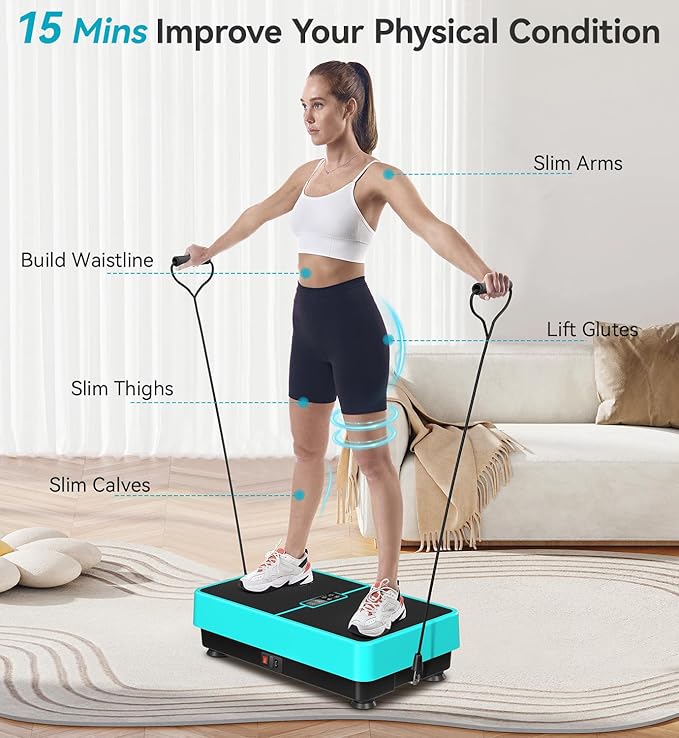 POWET Vibration Plate Exercise Machine for Weight Loss, Woukout & Lymphatic Drainage – Whole Body Vibrating with 99 Speed Levels & 5 Pre-Set Modes – Supports Up to 400lbs, Ideal for Home Use-Ruum Studio Home