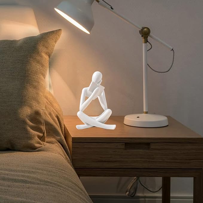 Bookshelf Decor Thinker Statue - Abstract Style Thinker Sculptures Modern Aesthetic Figurine Decoration Statues for Home Decor-Right Thinking-White-Ruum Studio Home