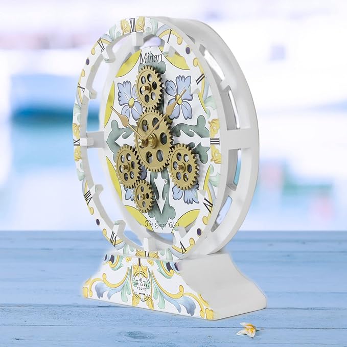 The Gears Clock Wall Clock Italy Collection with Moving Gears (Minori, 10 inch Round)-Ruum Studio Home