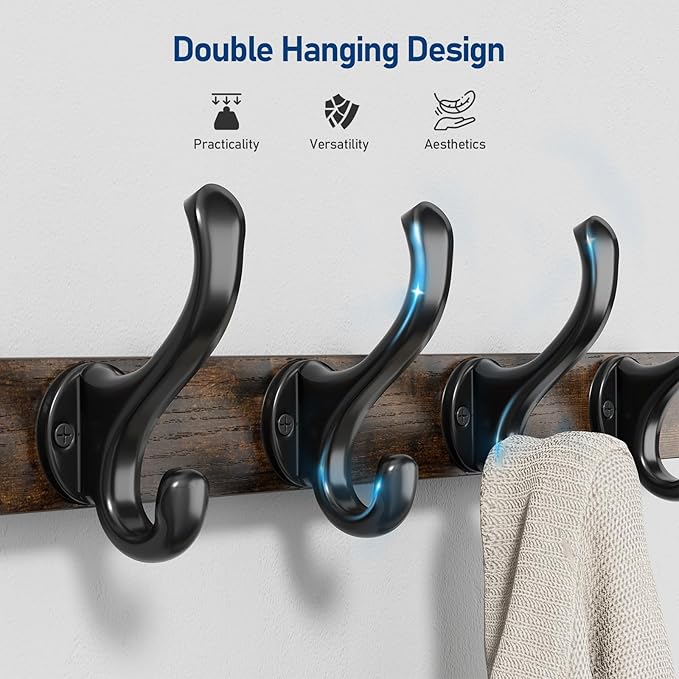 Tatub 16" Rustic Coat Rack Wall Mount with Shelf, Wall Hooks with Shelf, Heavy Duty Entryway Organizer Hangers for Hanging, Hat, Bag, Jacket for Bathroom, Living Room, Bedroom-Ruum Studio Home