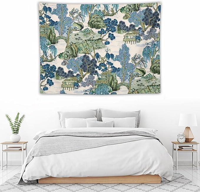 Asian Floral Wall Tapestry, 40"x30", Bedroom & Living Room Decor-Ruum Studio Home