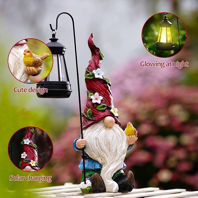 Garden Gnomes Outdoor Statue with Solar Lights,Solar Gnomes Decorations for Yard Outdoor gnome Decorations for Garden, Patio Gnome Gifts for Mom-Ruum Studio Home