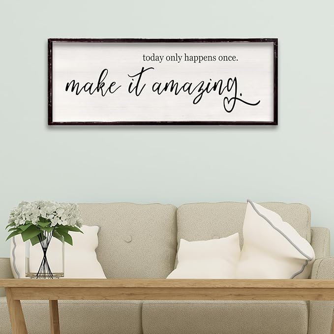 Today Only Happens Once Make It Amazing Framed Wall Art, 32''×12'' Rustic Religious Christian Lords Prayer Sign for God Jesus Christ Prayer, Horizontal Holy Inspirational Catholic Scripture Decor-Ruum Studio Home
