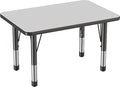 FDP Rectangle Activity School and Classroom Kids Table (24 x 36 inch), Chunky Toddler Leg, Adjustable Height 15-24 inches - Gray Top and Black Edge-Ruum Studio Home