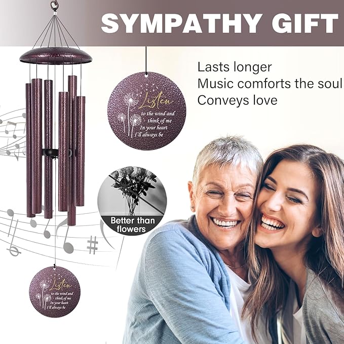 ASTARIN 36" Large Deep Tone Personalized Sympathy Wind Chimes, Memorial Wind Chime for Loss of Mother Father Loved One, Bereavement Gifts Decor Outdoor Patio Garden Graveyard-Ruum Studio Home