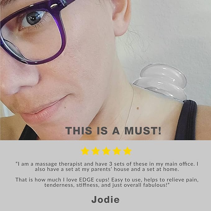 Lure Essentials Edge Silicone Cupping Set, Cupping Kit for Massage Therapy, Long Lasting Cups for Professional & Home Use, Body Sculpt Cup for Cellulite, Ultra Transparent Clear (8 Count)-Ruum Studio Home