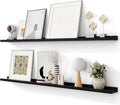Solid Ash Wood Picture Ledge Shelf, Floating Shelves Set of 2, 56 Inch Long Large Ledge Shelves, Nursery Book Shelves Wall Mounted for Living Room Bedroom Kitchen Decor Kids Bookshelf, Black-Ruum Studio Home