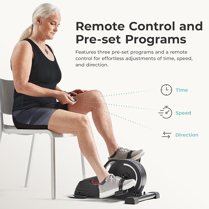 Sunny Health & Fitness Dual Function Under Desk Pedal Exerciser, Portable Indoor Cardio Mini Bike at Home, Arm/Leg Cycle for Seniors, Optional Magnetic, Motorized & Free SunnyFit App Bluetooth Connect-Ruum Studio Home