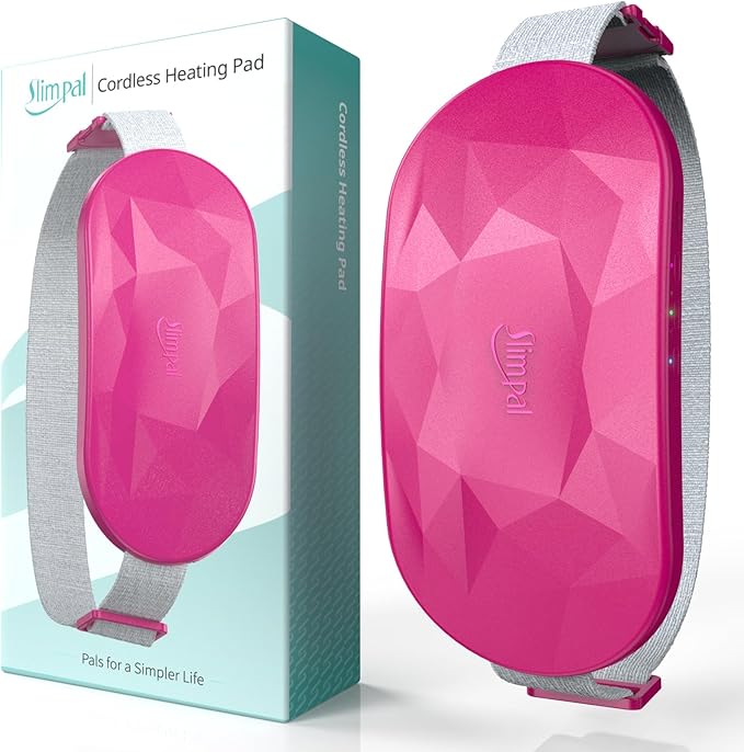 Slimpal Portable Heating Pad for Period Cramps, Electric Cordless Back Belly Waist Heating Pad for Menstrual Cramp Relief, Rechargeable Wearable Heat Belt Gifts for Her Women Girl Wife, Dark Pink-Ruum Studio Home