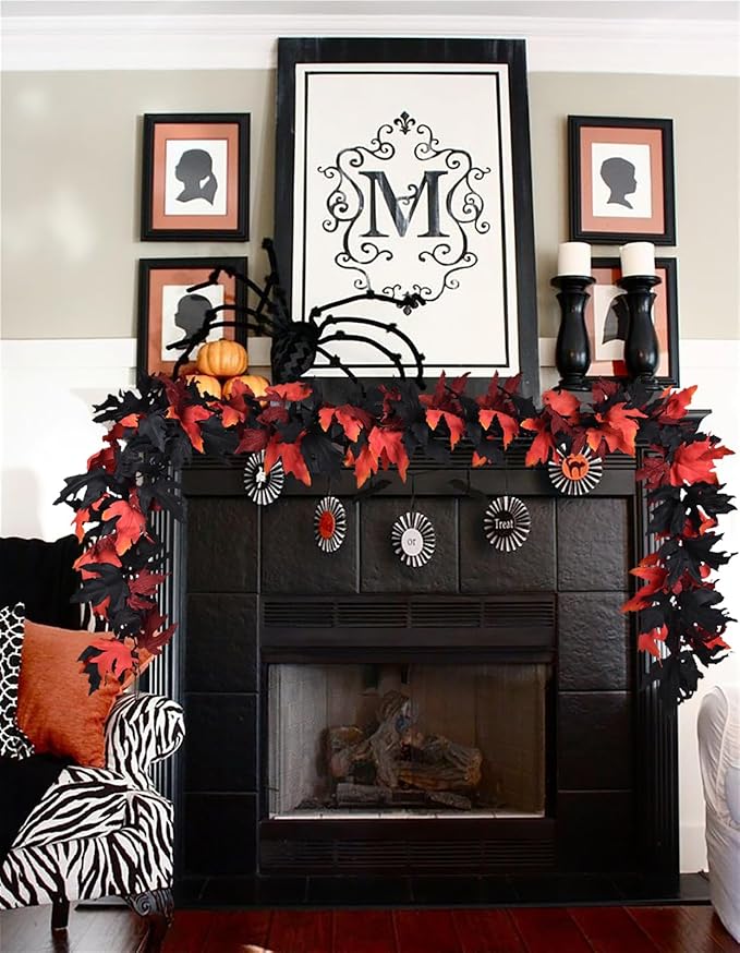 Lvydec 2 Pack Halloween Fall Maple Garland - 5.9ft/Piece Artificial Hanging Fall Leave Vines Garland Autumn Decor for Thanksgiving Home Wedding Party-Ruum Studio Home