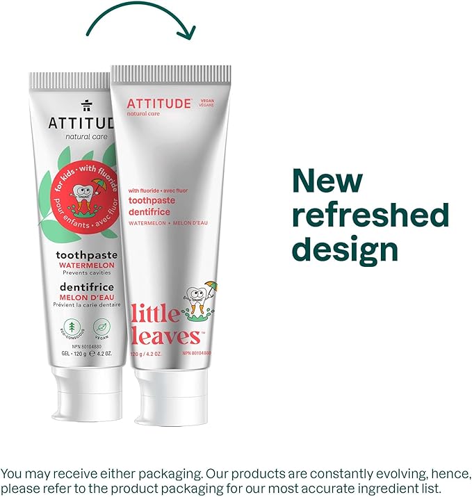 ATTITUDE Toothpaste with Fluoride, Prevents Tooth Decay and Cavities, Vegan, Cruelty-Free and Sugar-Free, Watermelon, 4.2 Oz-Ruum Studio Home