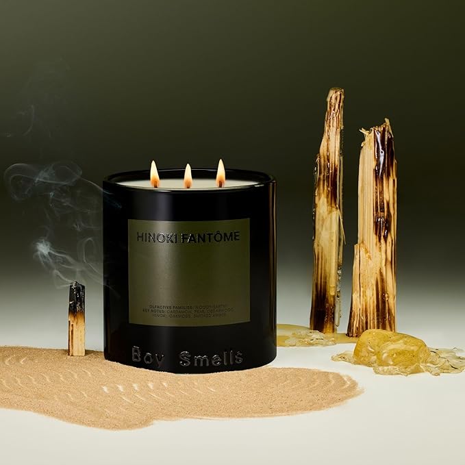 Hinoki Fantôme Scented Candles for Men and Women - 8.5 oz - Soy, Coconut Wax Candle Blend - Aromatic Candles for Home with Japanese Cypress, Jasmine and Smoked Amber - 50-Hour Burn - Cotton Wick-Ruum Studio Home