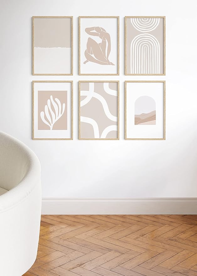 HAUS AND HUES 16x24 Picture Frames - Set of 6, Natural Oak Wood, Beige, 16x20 in, Rectangular, Wall Mount, Minimalist, Eco-friendly Material-Ruum Studio Home