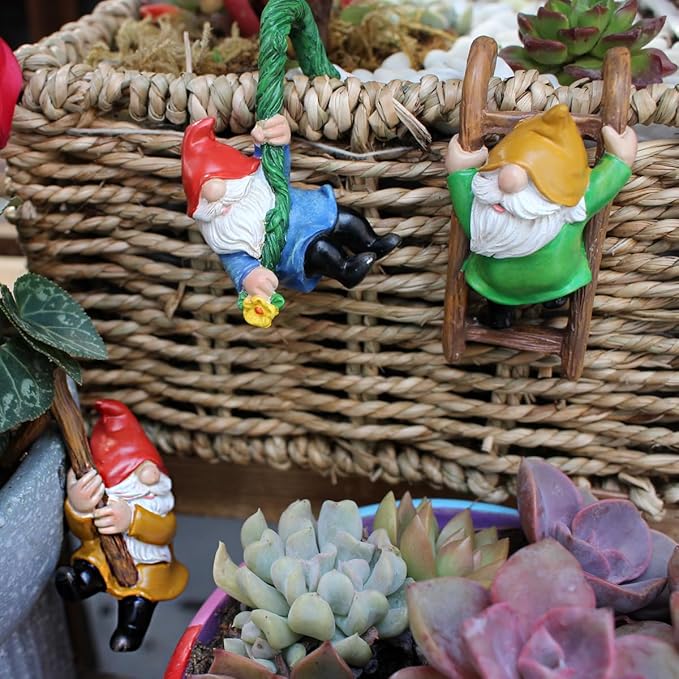 3 PCS Climbing Gnomes Tree Faces Decor Outdoor for Yard, Gnomes Statue, Outdoor Fairy Garden Resin Crafts, Flower Pot Landscape Dwarf, Micro Landscape Pendant Ornaments (3 PCS)-Ruum Studio Home