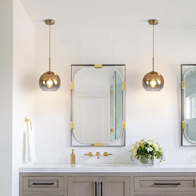 KCO Lighting 1-Light Modern Glass Pendant Lights Large Gold Globe Pendant Light Mid Century Single Pendant Light Kitchen Island Dining Room Lighting Fixtures Ceiling Hanging-Ruum Studio Home