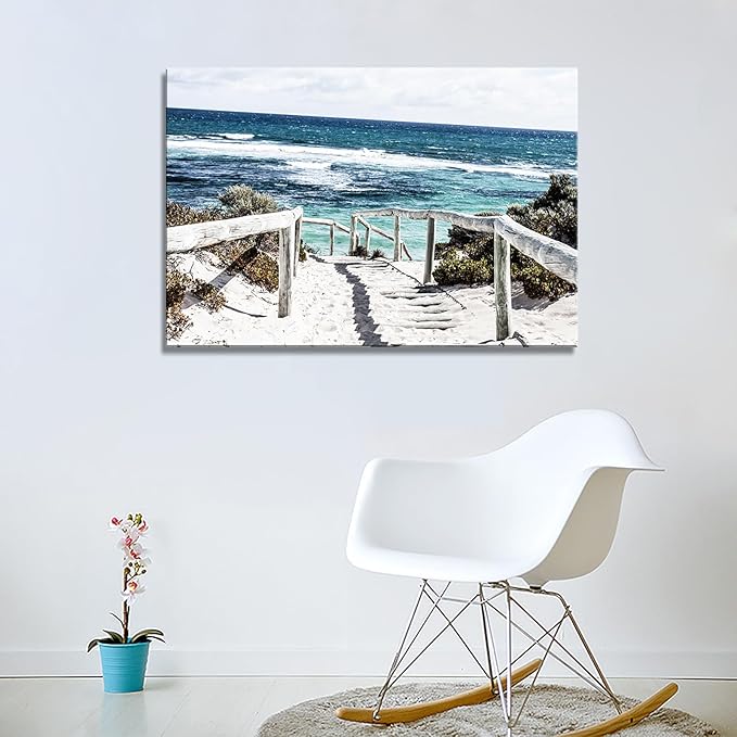 DZL Art S74281 Rottnest Island Beach Seascape Painting Sea Nature Pictures Wall Art Canvas Prints Painting Ready to Hang for Living Room Bedroom Decor Office Wall Decor Home Decoration-Ruum Studio Home