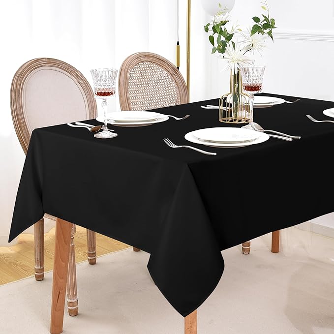 sancua 4 Pack Black Tablecloth 60 x 84 Inch, Rectangle Table Cloth for 4ft Tables - Stain and Wrinkle Resistant Washable Polyester Table Cover for Dining Wedding Banquet Party Buffet Restaurant-Ruum Studio Home
