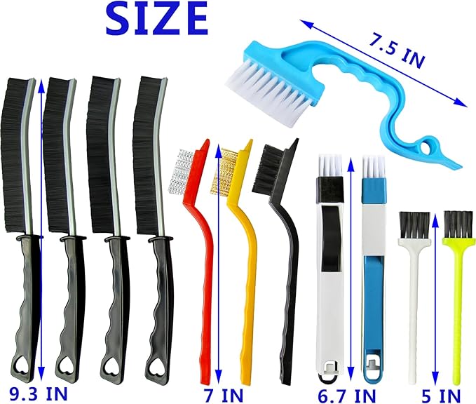 12Pcs Crevice Cleaning Brush,Small Gap Cleaning Brushes for Cleaning Bathroom,Kitchen,Window Grooves,Corners, Sinks, washbasins, Showers, faucets, bathtubs, Gas Stove and Tiles-Ruum Studio Home