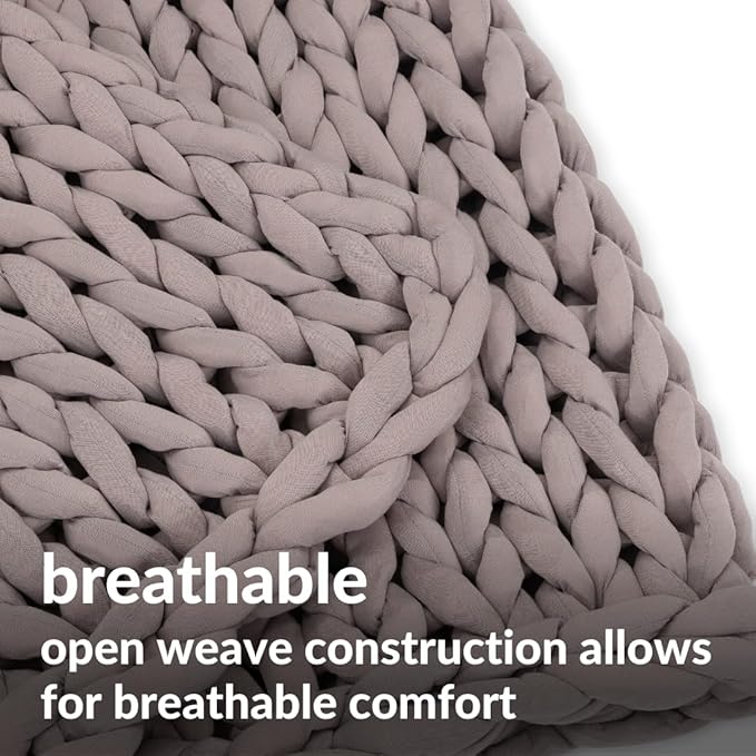Nuzzie Chunky Knit Blanket - Breathable, Cooling, Hand Made Knit Throw Blanket for Sleep - Machine Washable, Stylish Decor Design (Dusty Rose, Full | 15lbs | 48" x72)-Ruum Studio Home