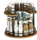 2 Tier Lazy Susan Organizer,2-Tier Spinning Spice Rack with Stable Carousel Base & 4 Height Settings for Cupboard Kitchen Countertop Dining Table Cupboard (Round)-Ruum Studio Home