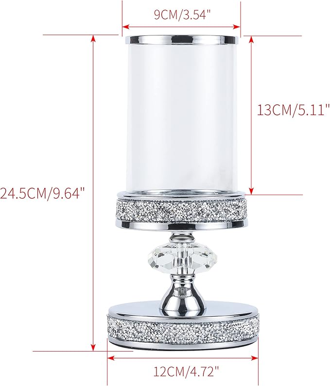 Candle Holder for Pillar Candle, Pillar Candle Holders for Wedding, Coffee Dining Table, Christmas, Table Centerpieces, Home Décor ZXC048D (1 Crystal Ball)-Ruum Studio Home